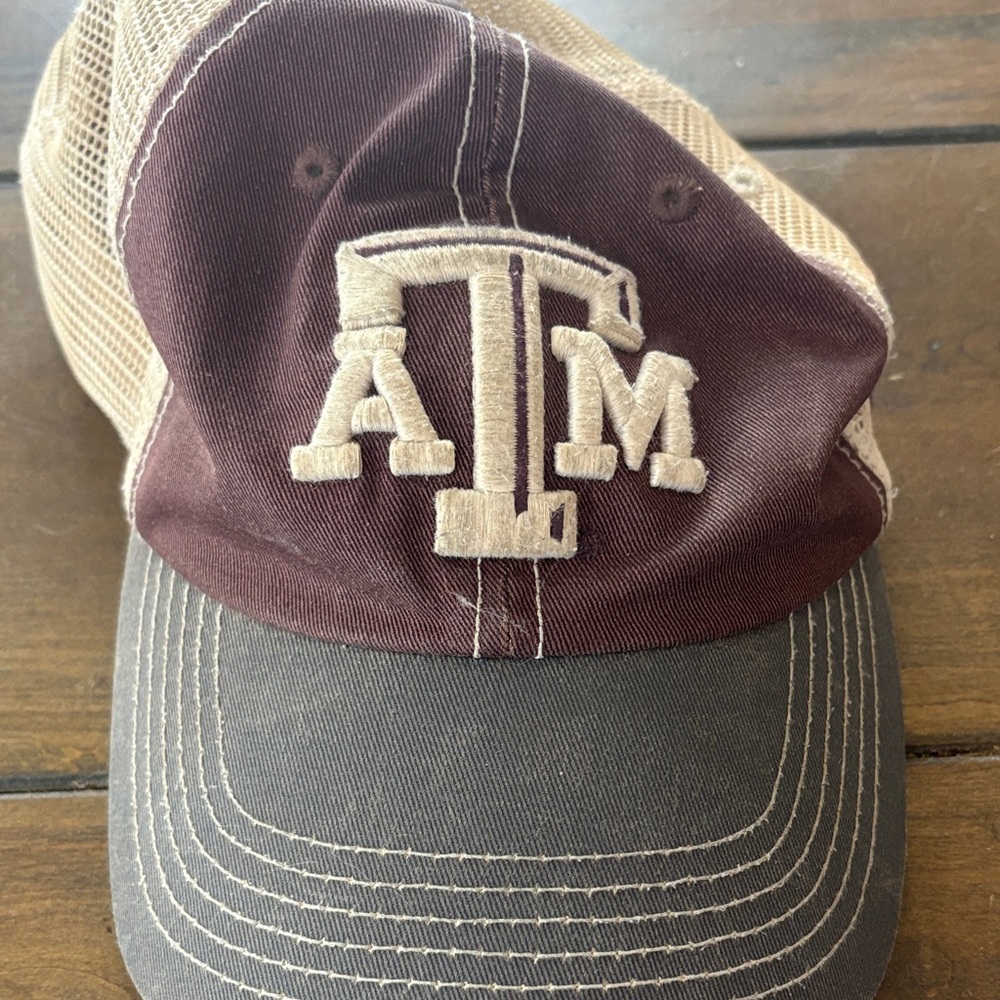 Brown and Tan Cap with Embroidered Logo